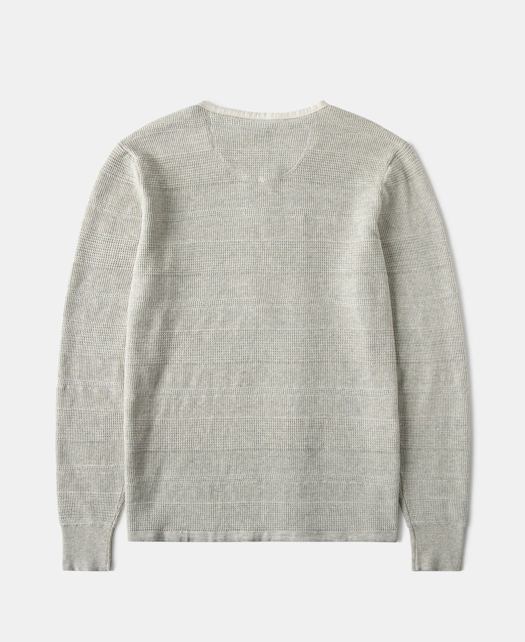Waffle Knit Jacquard Henley Shirt Gray Long Sleeve