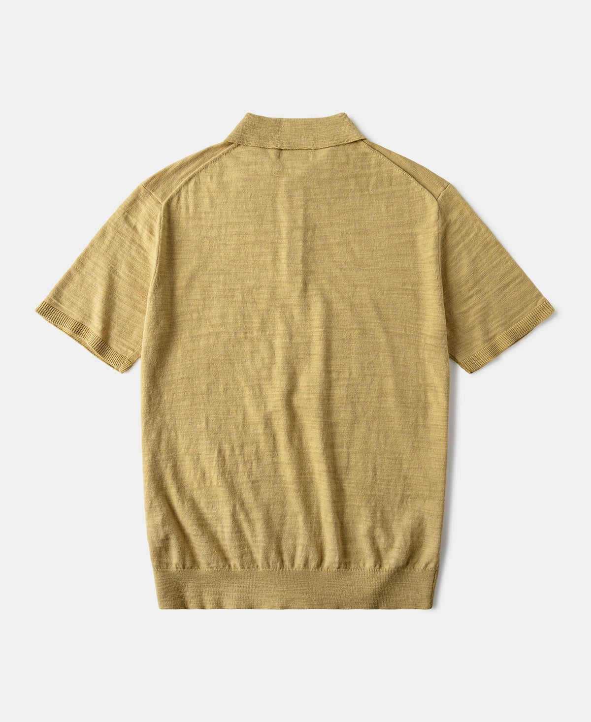 Lightweight Slub Cotton Knit Polo Mustard Textured Short Sleeve