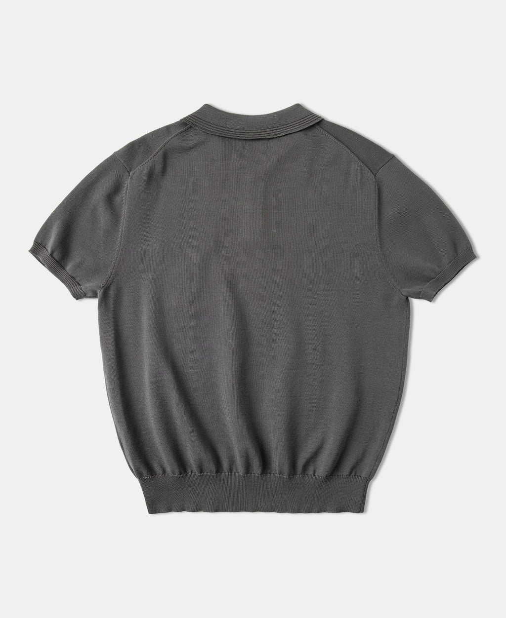 Knit Polo Shirt Gray Soft Textured Classic Short Sleeve