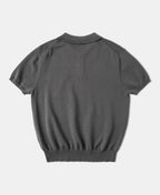 Knit Polo Shirt Gray Soft Textured Classic Short Sleeve