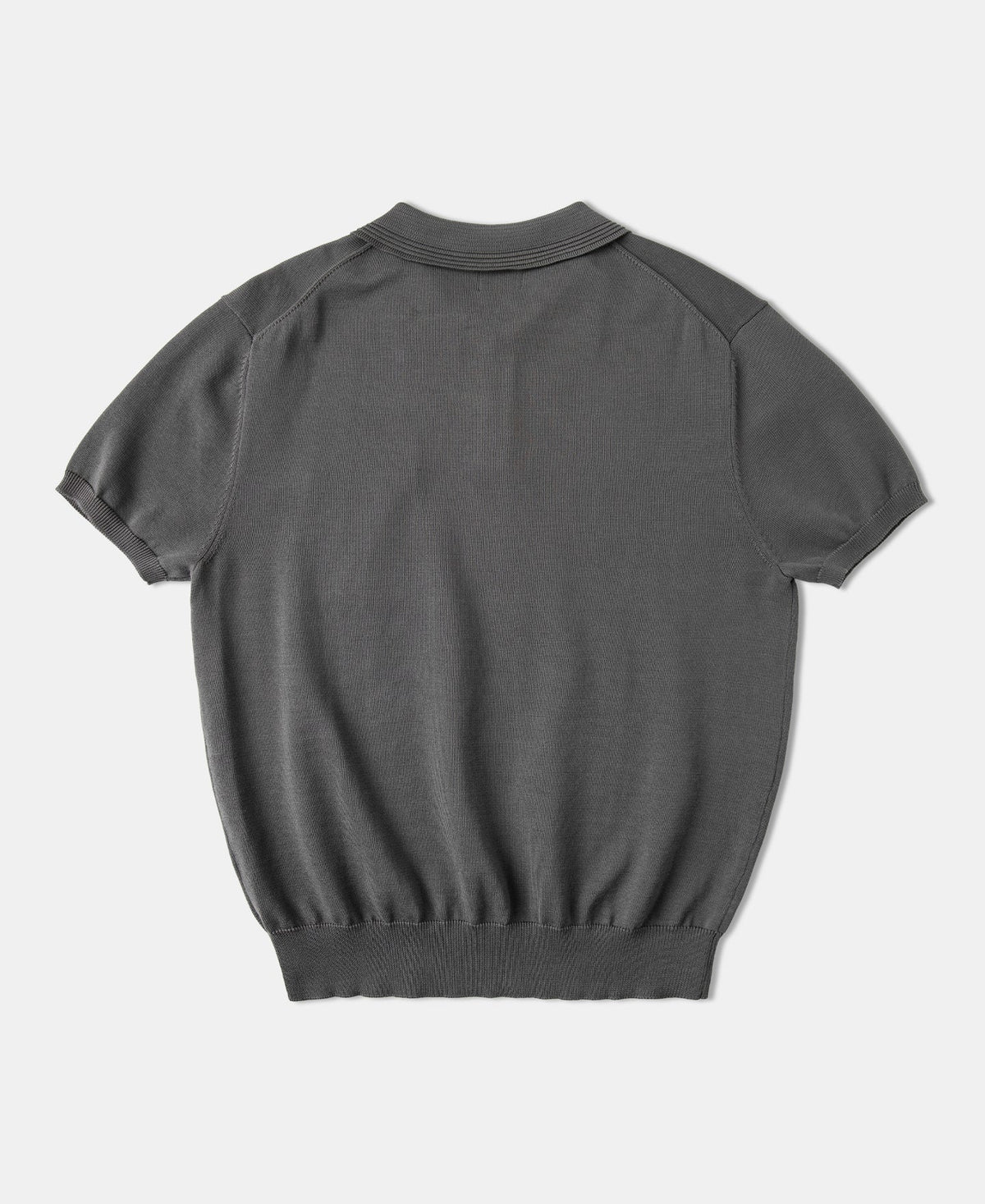 Knit Polo Shirt Gray Soft Textured Classic Short Sleeve