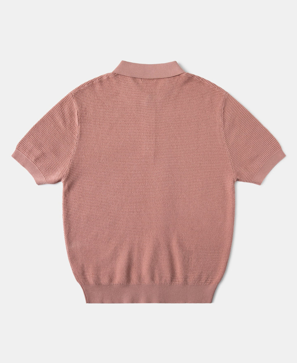 Jacquard Short Sleeve Polo Shirt Pink Vintage Knit Retro Pattern