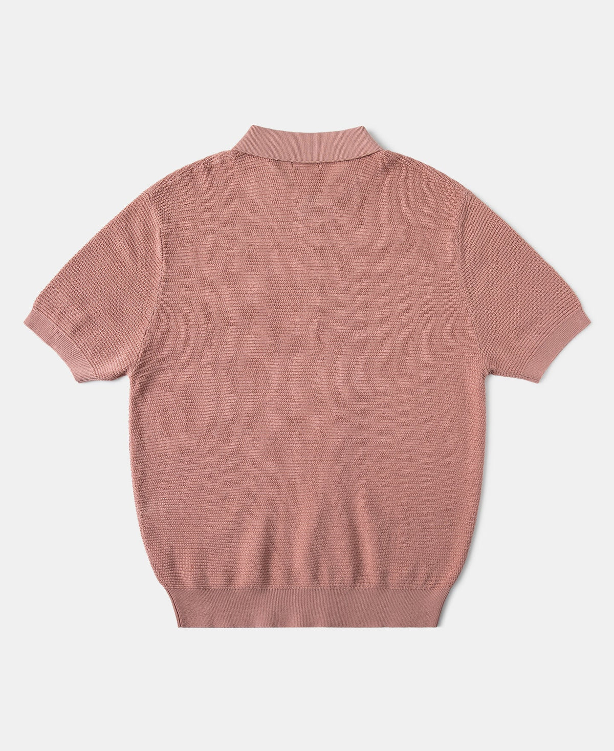 Jacquard Short Sleeve Polo Shirt Pink Vintage Knit Retro Pattern