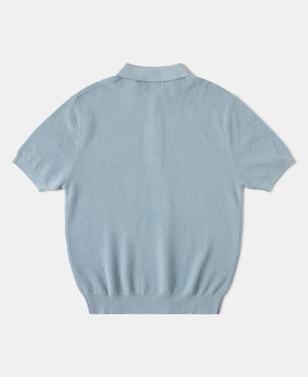 Jacquard Short Sleeve Polo Shirt Light Blue Vintage Knit