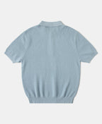 Jacquard Short Sleeve Polo Shirt Light Blue Vintage Knit