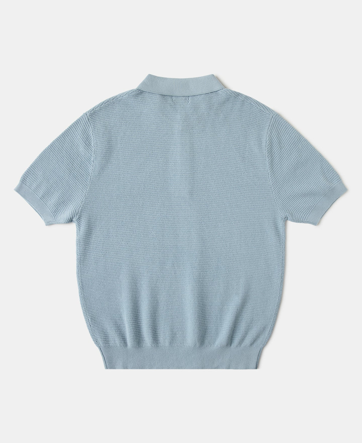 Jacquard Short Sleeve Polo Shirt Light Blue Vintage Knit