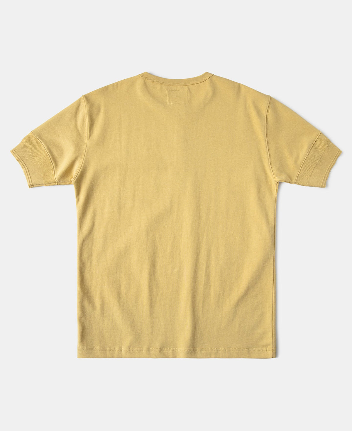 Vintage Short Sleeve Henley T-Shirt Yellow Faded Casual