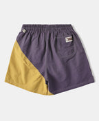Two-Tone Beach Swim Trunks Purple Mustard Colorblock