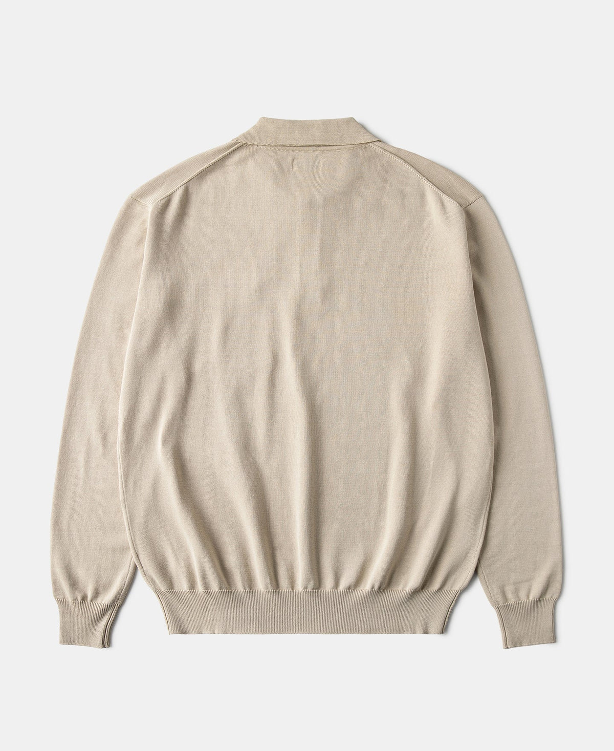 Long Sleeve Knitted Polo Shirt Apricot Vintage Textured