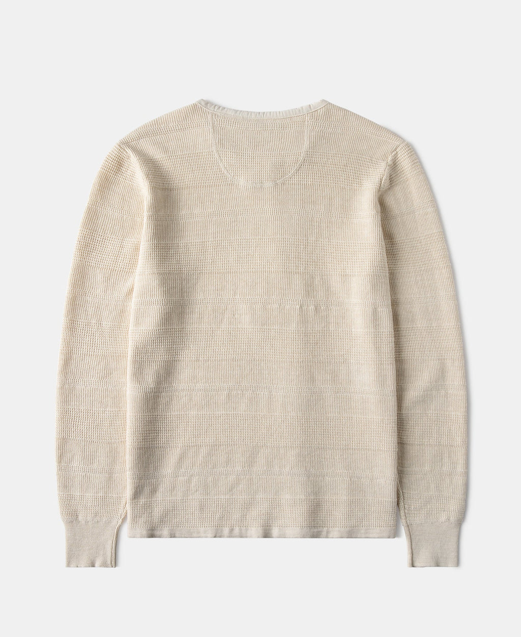 Waffle Knit Jacquard Henley Shirt Apricot Long Sleeve