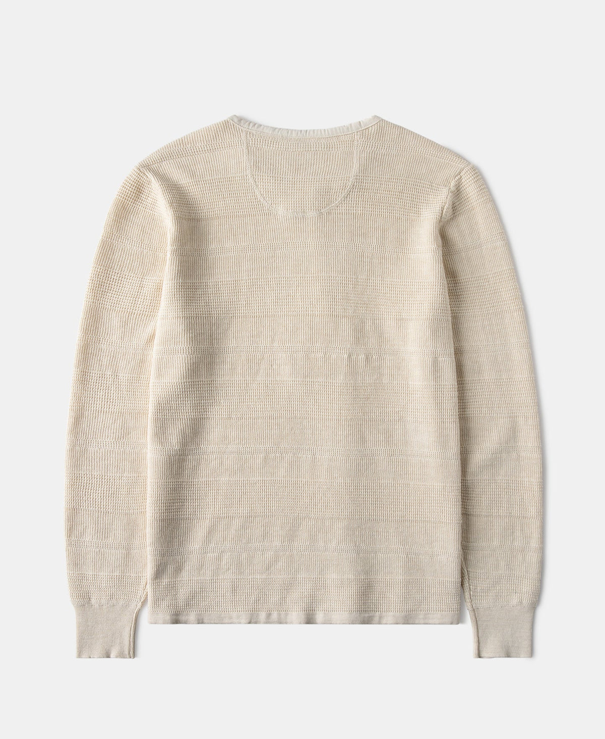 Waffle Knit Jacquard Henley Shirt Apricot Long Sleeve