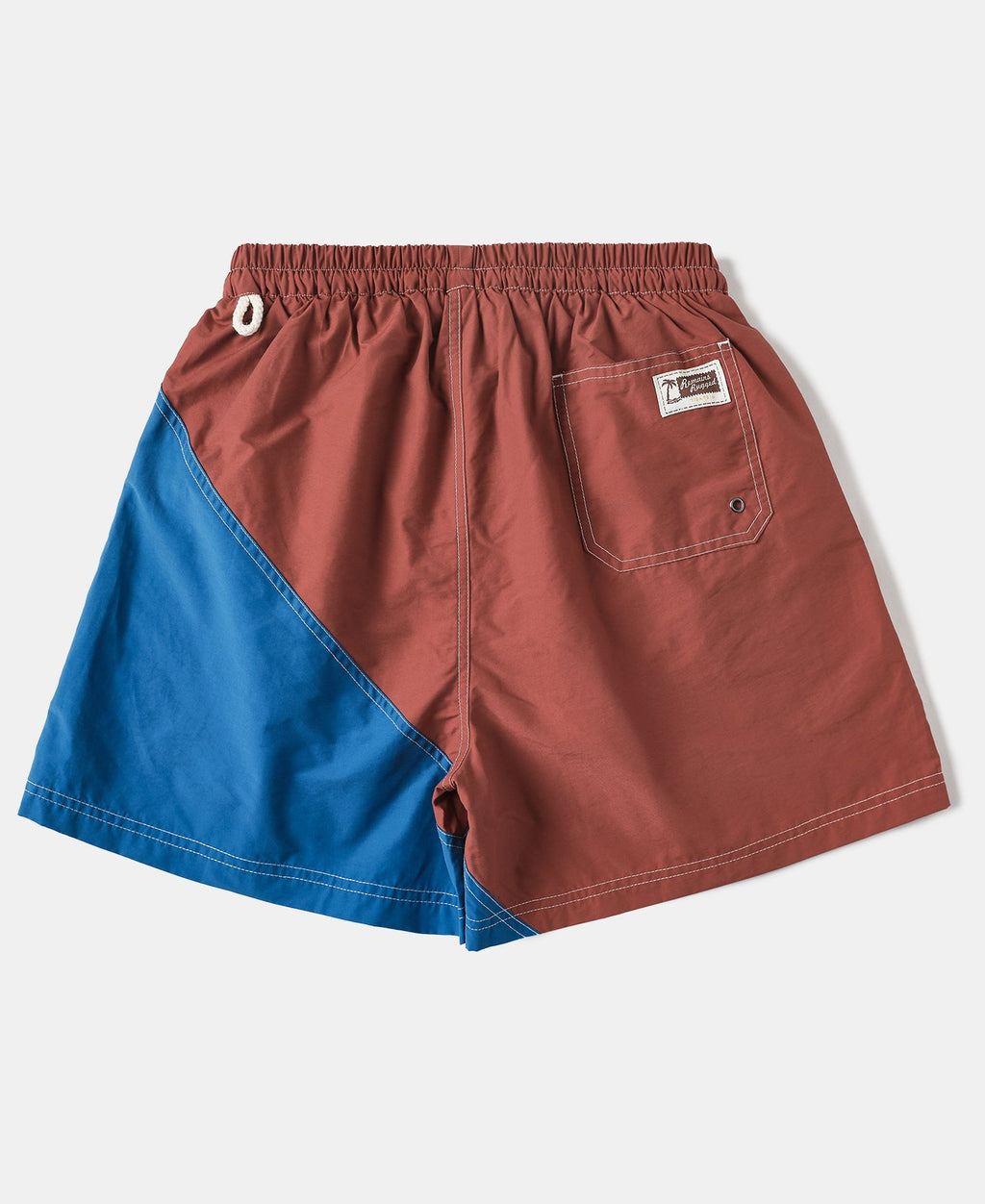 Two-Tone Beach Swim Trunks Barn Red Blue Colorblock