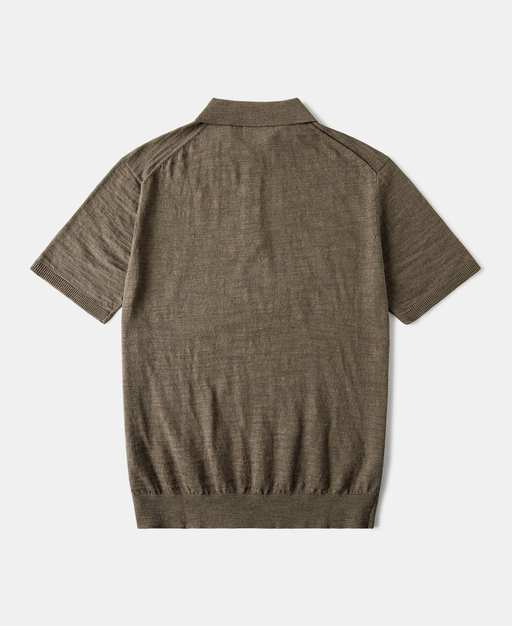 Lightweight Slub Cotton Knit Polo Olive Earthy Textured Weave