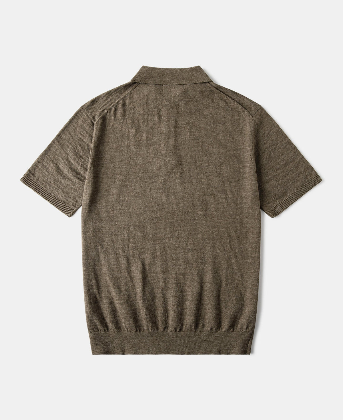 Lightweight Slub Cotton Knit Polo Olive Earthy Textured Weave