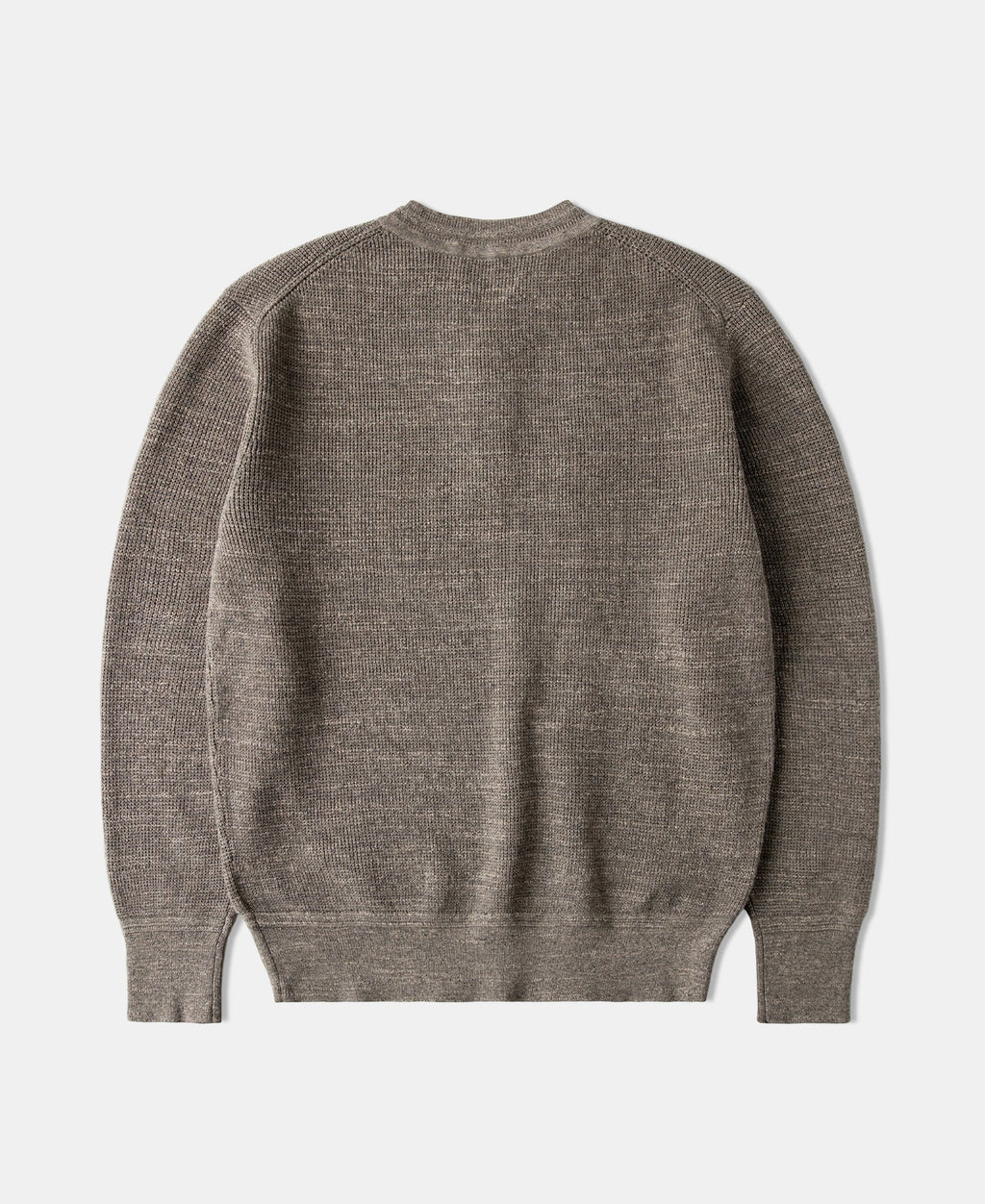 Textured Melange Knit Henley Shirt Taupe Long Sleeve