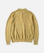 Slub Cotton Long Sleeve Knit Polo Mustard Textured Warm Tone