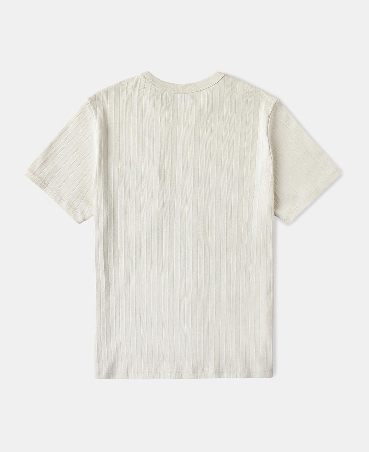 Heavyweight Ribbed Cotton Pocket T-Shirt Oatmeal White Structured