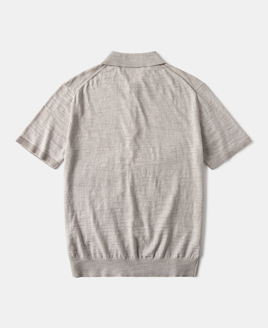 Lightweight Slub Cotton Knit Polo Oatmeal Breathable Casual