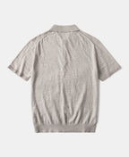 Lightweight Slub Cotton Knit Polo Oatmeal Breathable Casual
