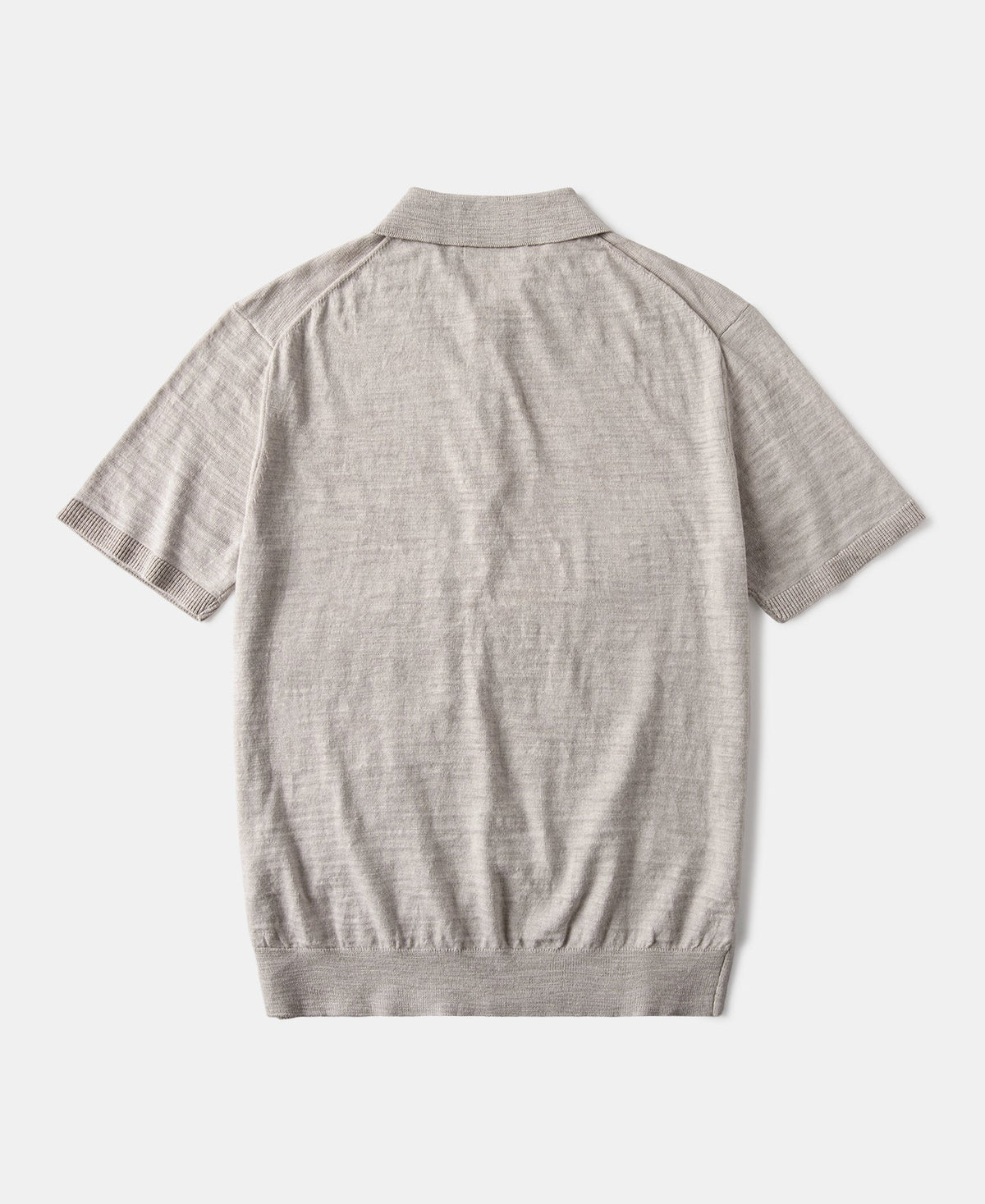 Lightweight Slub Cotton Knit Polo Oatmeal Breathable Casual