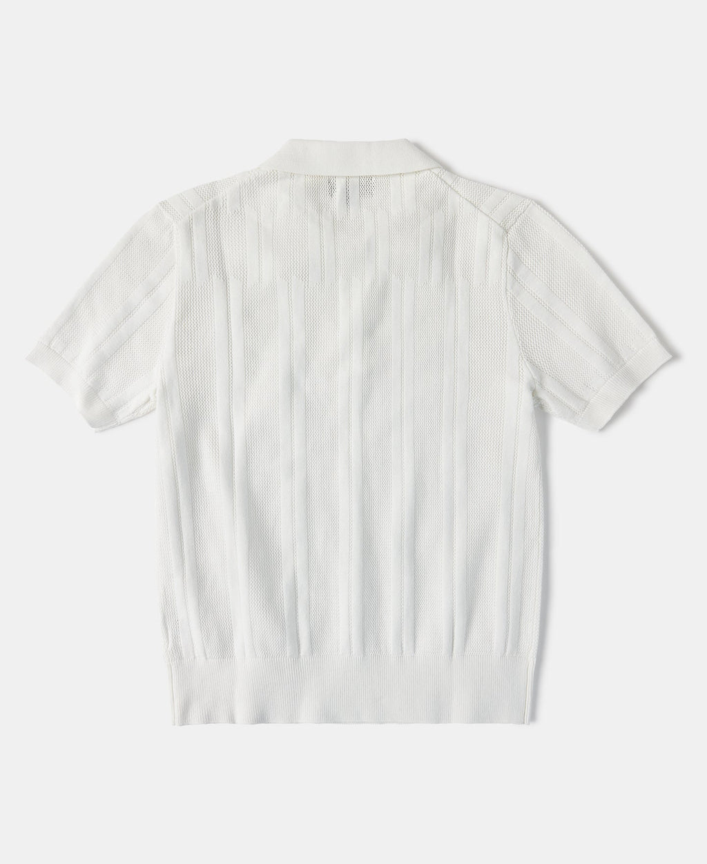 Retro Knitted Jacquard Polo Shirt White Short Sleeve