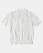 Retro Knitted Jacquard Polo Shirt White Short Sleeve