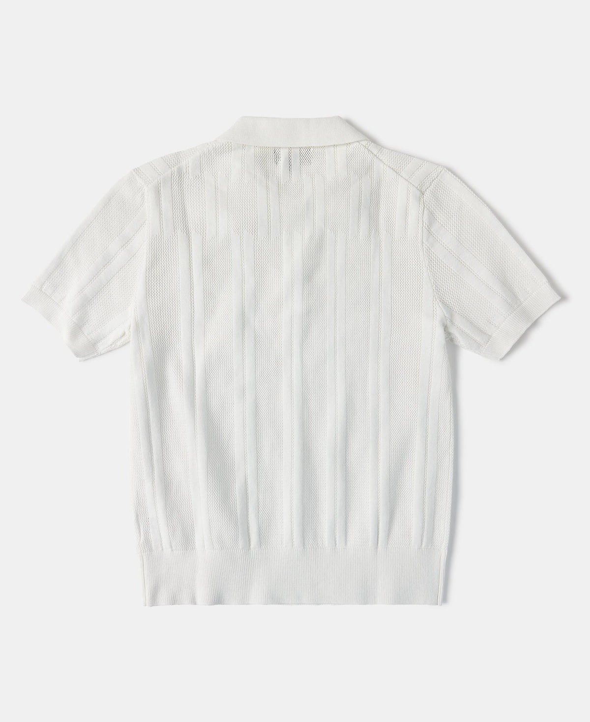 Retro Knitted Jacquard Polo Shirt White Short Sleeve