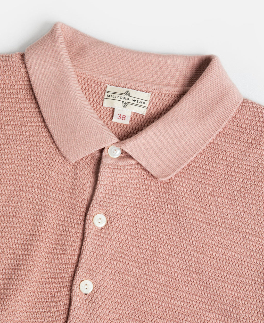 Jacquard Short Sleeve Polo Shirt Pink Vintage Knit Retro Pattern