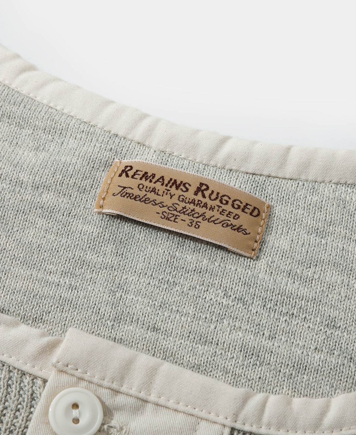 Waffle Knit Jacquard Henley Shirt Gray Long Sleeve
