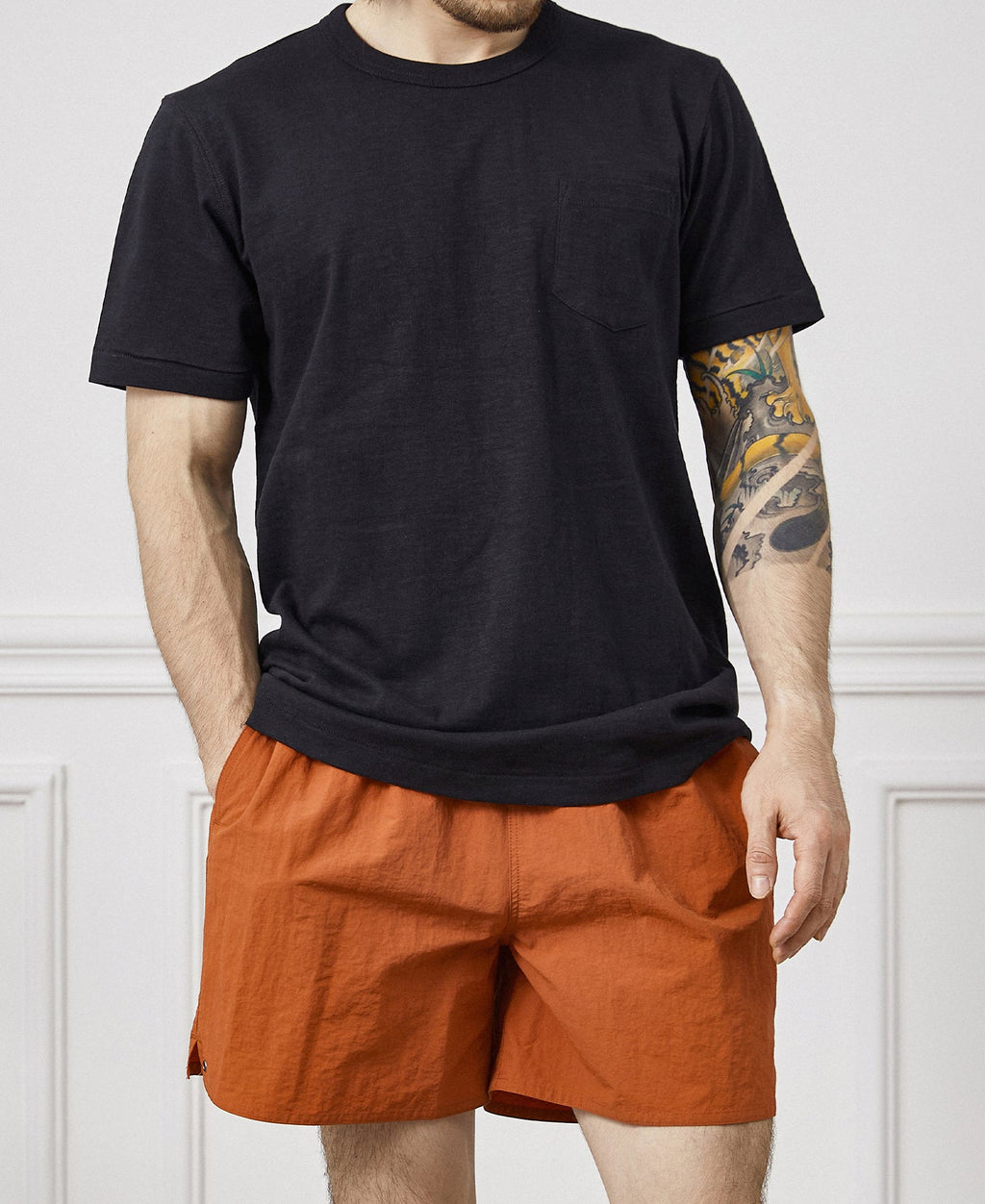 5-Inch Nylon Swim Shorts Orange Lightweight Beach Ready