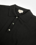 High Twist Cotton Knit Polo Black Structured Short Sleeve