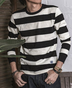 9 oz Wide Striped Heavyweight Cotton Long Sleeve T-Shirt