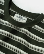 Heavyweight Stripe Crewneck Long Sleeve T-Shirt White Green