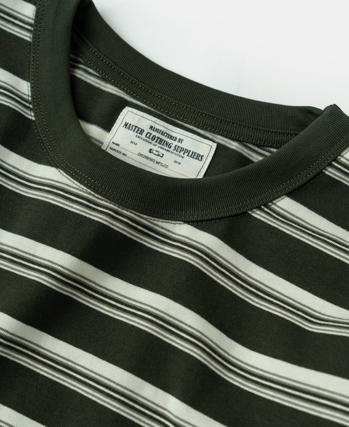 Heavyweight Stripe Crewneck Long Sleeve T-Shirt White Green