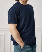 Loopwheel Slub Cotton Navy T-Shirt Relaxed Everyday Fit