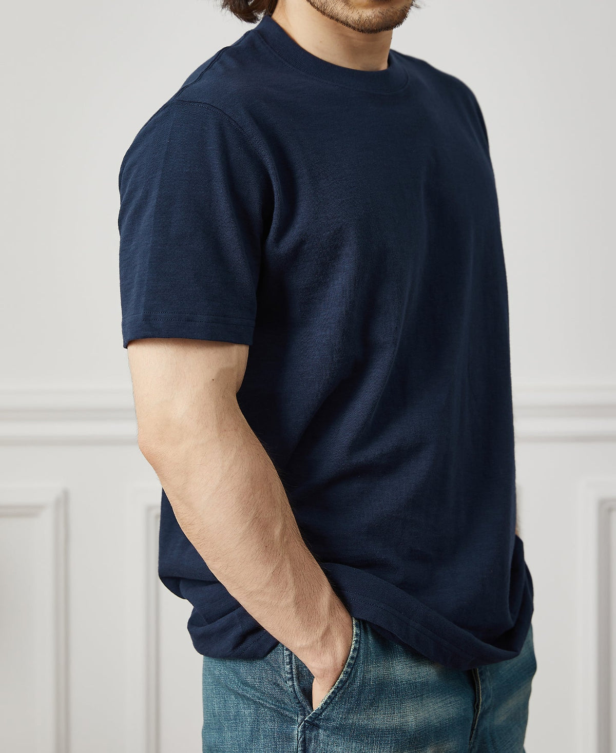 Loopwheel Slub Cotton Navy T-Shirt Relaxed Everyday Fit