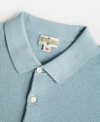 Jacquard Short Sleeve Polo Shirt Light Blue Vintage Knit
