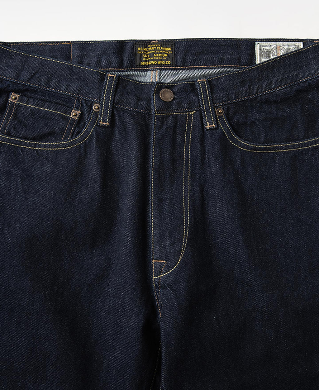 13.2oz Embroidered Pocket Denim Jeans Prewashed Slim Straight