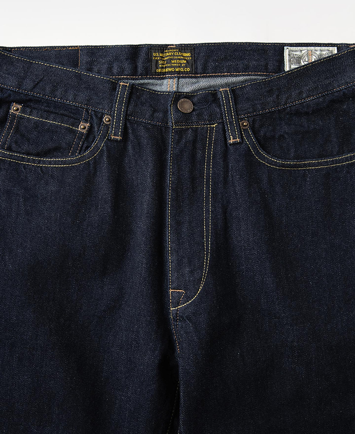 13.2oz Embroidered Pocket Denim Jeans Prewashed Slim Straight