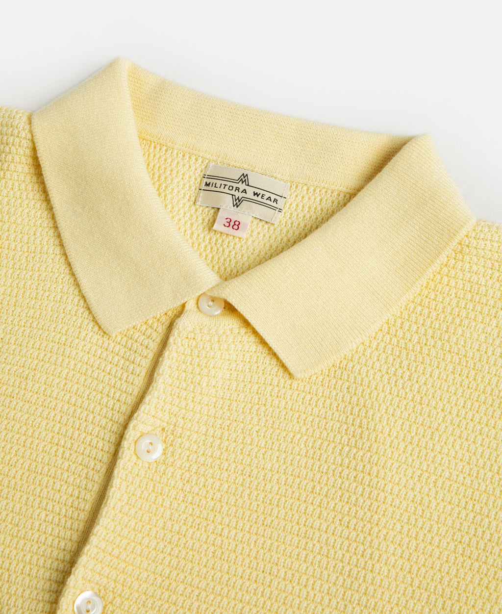 Jacquard Short Sleeve Polo Shirt Yellow Vintage Knit Bold Retro