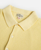 Jacquard Short Sleeve Polo Shirt Yellow Vintage Knit Bold Retro