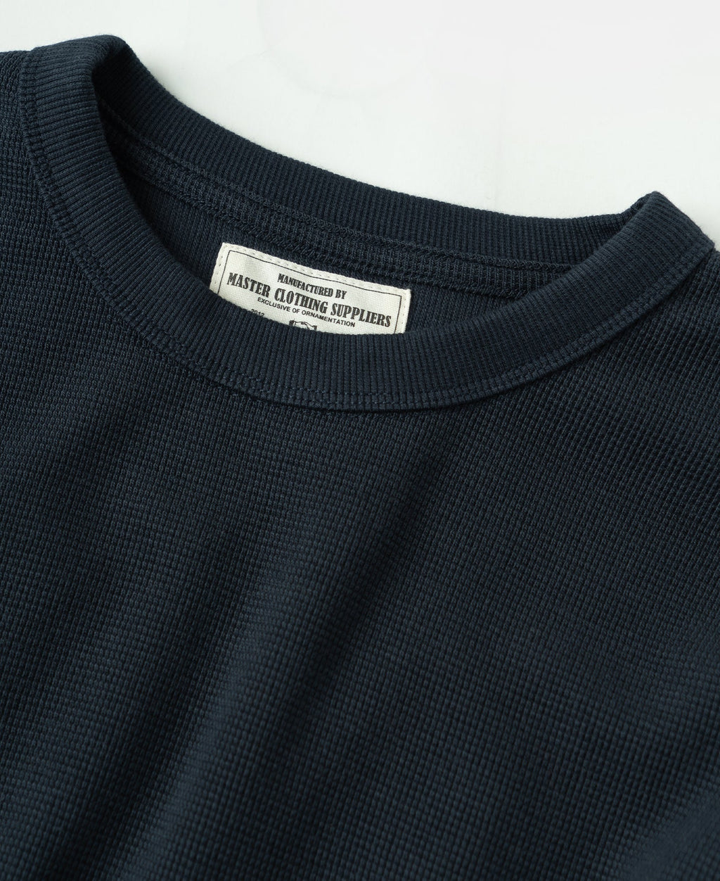 Cotton Blend Waffle Long Sleeve T-Shirt Navy Textured