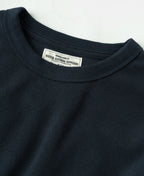 Cotton Blend Waffle Long Sleeve T-Shirt Navy Textured