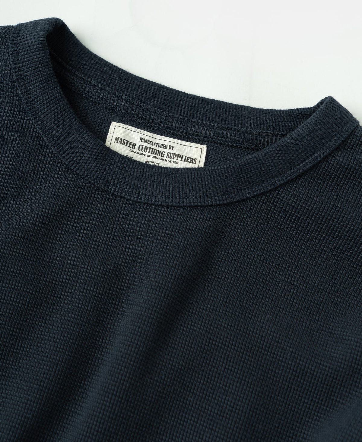 Cotton Blend Waffle Long Sleeve T-Shirt Navy Textured