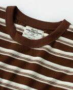 Heavyweight Stripe Crewneck Long Sleeve T-Shirt White Coffee