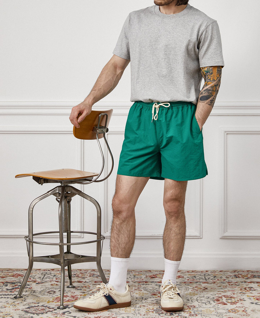 5-Inch Nylon Swim Shorts Green Fast Dry Summer