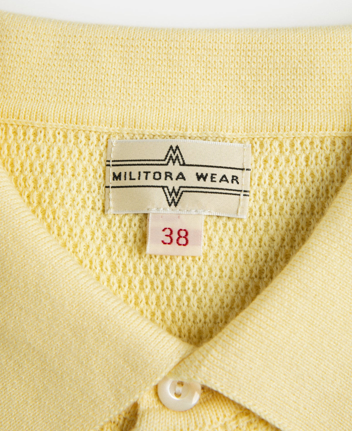 Jacquard Short Sleeve Polo Shirt Yellow Vintage Knit Bold Retro