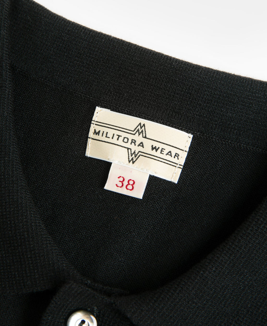 High Twist Cotton Knit Polo Black Structured Short Sleeve