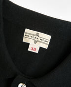 High Twist Cotton Knit Polo Black Structured Short Sleeve