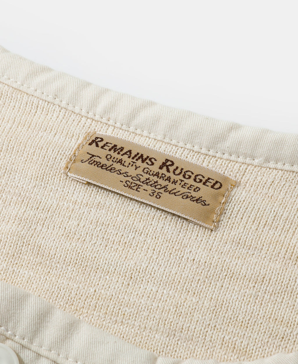 Waffle Knit Jacquard Henley Shirt Apricot Long Sleeve